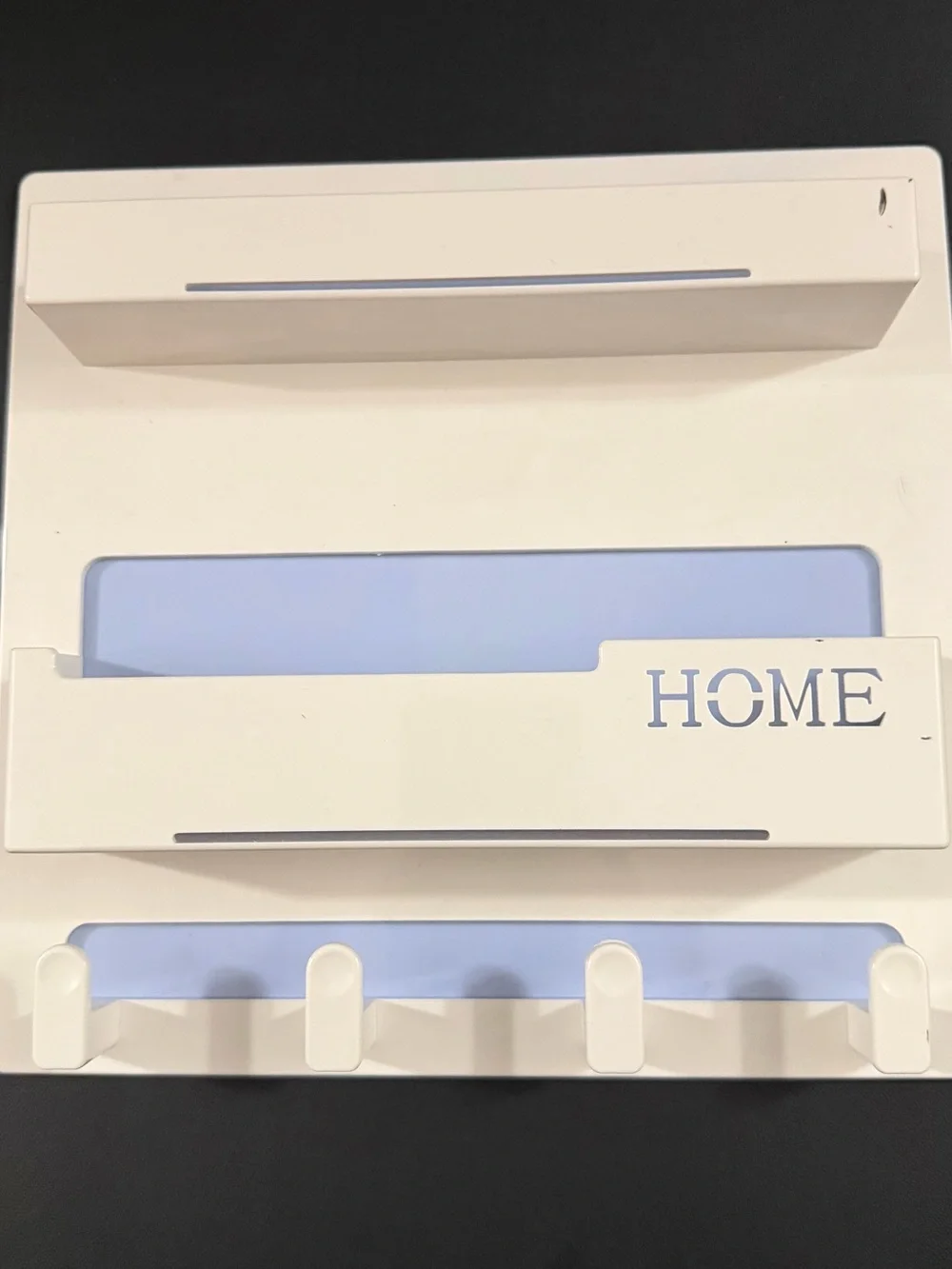 Wall Mail Organizer & Key Holder with Shelf – White
